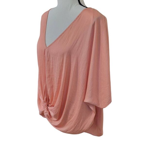 Jennifer Lopez Vneck Twist Front Blush Blouse Sz M - Picture 2 of 5